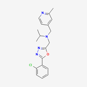 molecular formula C19H21ClN4O B7006171 N-[[5-(2-chlorophenyl)-1,3,4-oxadiazol-2-yl]methyl]-N-[(2-methylpyridin-4-yl)methyl]propan-2-amine 