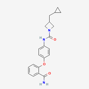 molecular formula C21H23N3O3 B7006311 N-[4-(2-carbamoylphenoxy)phenyl]-3-(cyclopropylmethyl)azetidine-1-carboxamide 