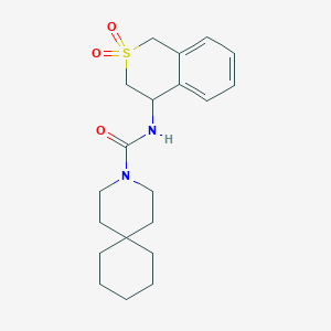 molecular formula C20H28N2O3S B7006476 N-(2,2-dioxo-3,4-dihydro-1H-isothiochromen-4-yl)-3-azaspiro[5.5]undecane-3-carboxamide 