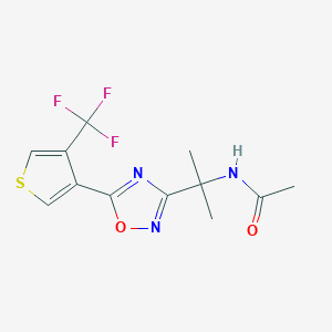 molecular formula C12H12F3N3O2S B7006605 N-[2-[5-[4-(trifluoromethyl)thiophen-3-yl]-1,2,4-oxadiazol-3-yl]propan-2-yl]acetamide 