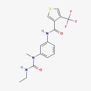 molecular formula C16H16F3N3O2S B7006633 N-[3-[ethylcarbamoyl(methyl)amino]phenyl]-4-(trifluoromethyl)thiophene-3-carboxamide 