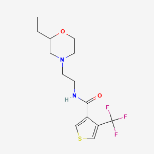 molecular formula C14H19F3N2O2S B7006644 N-[2-(2-ethylmorpholin-4-yl)ethyl]-4-(trifluoromethyl)thiophene-3-carboxamide 