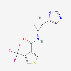 molecular formula C13H12F3N3OS B7006758 N-[(1R,2R)-2-(3-methylimidazol-4-yl)cyclopropyl]-4-(trifluoromethyl)thiophene-3-carboxamide 