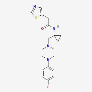 molecular formula C19H23FN4OS B7006783 N-[1-[[4-(4-fluorophenyl)piperazin-1-yl]methyl]cyclopropyl]-2-(1,3-thiazol-5-yl)acetamide 
