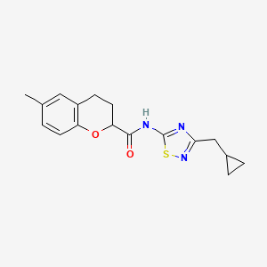 molecular formula C17H19N3O2S B7006797 N-[3-(cyclopropylmethyl)-1,2,4-thiadiazol-5-yl]-6-methyl-3,4-dihydro-2H-chromene-2-carboxamide 
