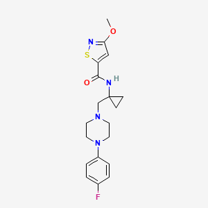 molecular formula C19H23FN4O2S B7006804 N-[1-[[4-(4-fluorophenyl)piperazin-1-yl]methyl]cyclopropyl]-3-methoxy-1,2-thiazole-5-carboxamide 