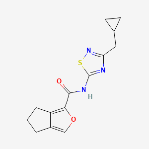 molecular formula C14H15N3O2S B7006806 N-[3-(cyclopropylmethyl)-1,2,4-thiadiazol-5-yl]-5,6-dihydro-4H-cyclopenta[c]furan-3-carboxamide 