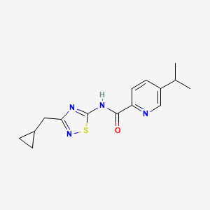 molecular formula C15H18N4OS B7006816 N-[3-(cyclopropylmethyl)-1,2,4-thiadiazol-5-yl]-5-propan-2-ylpyridine-2-carboxamide 