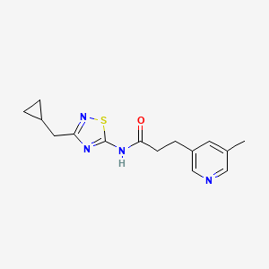 molecular formula C15H18N4OS B7006822 N-[3-(cyclopropylmethyl)-1,2,4-thiadiazol-5-yl]-3-(5-methylpyridin-3-yl)propanamide 