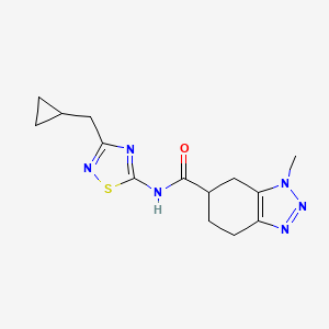 molecular formula C14H18N6OS B7006824 N-[3-(cyclopropylmethyl)-1,2,4-thiadiazol-5-yl]-3-methyl-4,5,6,7-tetrahydrobenzotriazole-5-carboxamide 