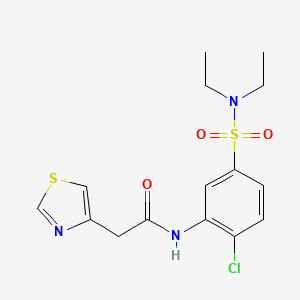 molecular formula C15H18ClN3O3S2 B7006835 N-[2-chloro-5-(diethylsulfamoyl)phenyl]-2-(1,3-thiazol-4-yl)acetamide 