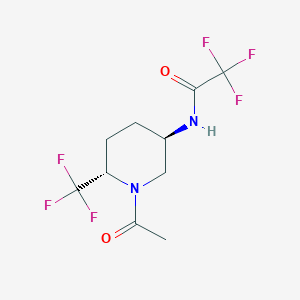 molecular formula C10H12F6N2O2 B7006840 N-[(3R,6S)-1-acetyl-6-(trifluoromethyl)piperidin-3-yl]-2,2,2-trifluoroacetamide 