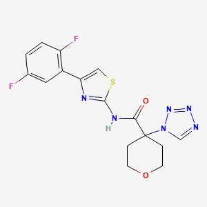 molecular formula C16H14F2N6O2S B7006967 N-[4-(2,5-difluorophenyl)-1,3-thiazol-2-yl]-4-(tetrazol-1-yl)oxane-4-carboxamide 