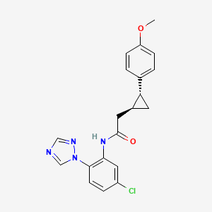 molecular formula C20H19ClN4O2 B7006994 N-[5-chloro-2-(1,2,4-triazol-1-yl)phenyl]-2-[(1S,2R)-2-(4-methoxyphenyl)cyclopropyl]acetamide 