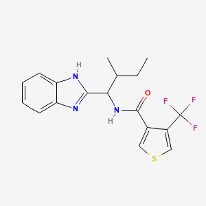 molecular formula C18H18F3N3OS B7007081 N-[1-(1H-benzimidazol-2-yl)-2-methylbutyl]-4-(trifluoromethyl)thiophene-3-carboxamide 