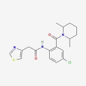 molecular formula C19H22ClN3O2S B7007093 N-[4-chloro-2-(2,6-dimethylpiperidine-1-carbonyl)phenyl]-2-(1,3-thiazol-4-yl)acetamide 