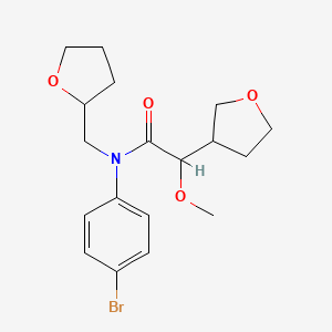 molecular formula C18H24BrNO4 B7007125 N-(4-bromophenyl)-2-methoxy-2-(oxolan-3-yl)-N-(oxolan-2-ylmethyl)acetamide 