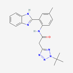 molecular formula C21H23N7O B7007134 N-[2-(1H-benzimidazol-2-yl)-4-methylphenyl]-2-(2-tert-butyltetrazol-5-yl)acetamide 