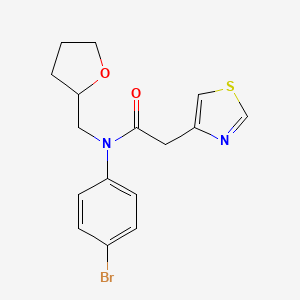 molecular formula C16H17BrN2O2S B7007139 N-(4-bromophenyl)-N-(oxolan-2-ylmethyl)-2-(1,3-thiazol-4-yl)acetamide 