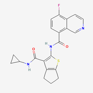 molecular formula C21H18FN3O2S B7007162 N-[3-(cyclopropylcarbamoyl)-5,6-dihydro-4H-cyclopenta[b]thiophen-2-yl]-5-fluoroisoquinoline-8-carboxamide 