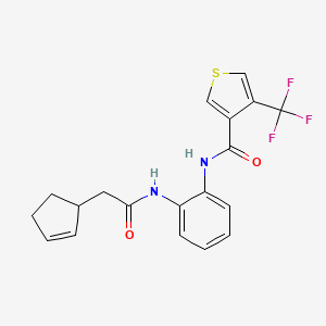 molecular formula C19H17F3N2O2S B7007181 N-[2-[(2-cyclopent-2-en-1-ylacetyl)amino]phenyl]-4-(trifluoromethyl)thiophene-3-carboxamide 