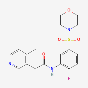 molecular formula C18H20FN3O4S B7007216 N-(2-fluoro-5-morpholin-4-ylsulfonylphenyl)-2-(4-methylpyridin-3-yl)acetamide 