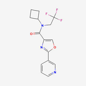 molecular formula C15H14F3N3O2 B7007253 N-cyclobutyl-2-pyridin-3-yl-N-(2,2,2-trifluoroethyl)-1,3-oxazole-4-carboxamide 