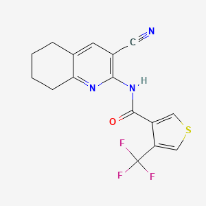 molecular formula C16H12F3N3OS B7007350 N-(3-cyano-5,6,7,8-tetrahydroquinolin-2-yl)-4-(trifluoromethyl)thiophene-3-carboxamide 