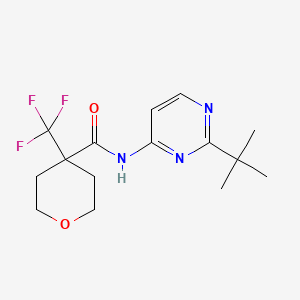 molecular formula C15H20F3N3O2 B7007375 N-(2-tert-butylpyrimidin-4-yl)-4-(trifluoromethyl)oxane-4-carboxamide 