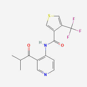 molecular formula C15H13F3N2O2S B7007417 N-[3-(2-methylpropanoyl)pyridin-4-yl]-4-(trifluoromethyl)thiophene-3-carboxamide 