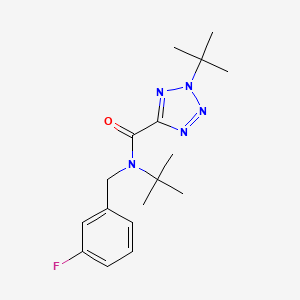 molecular formula C17H24FN5O B7007423 N,2-ditert-butyl-N-[(3-fluorophenyl)methyl]tetrazole-5-carboxamide 