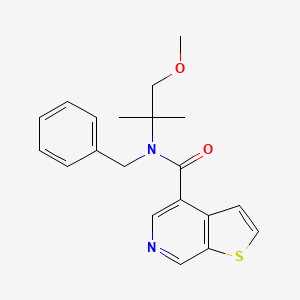 molecular formula C20H22N2O2S B7007434 N-benzyl-N-(1-methoxy-2-methylpropan-2-yl)thieno[2,3-c]pyridine-4-carboxamide 