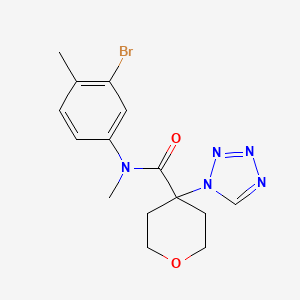 molecular formula C15H18BrN5O2 B7007442 N-(3-bromo-4-methylphenyl)-N-methyl-4-(tetrazol-1-yl)oxane-4-carboxamide 