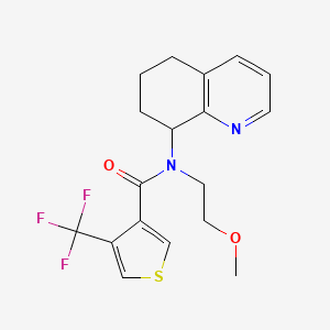 molecular formula C18H19F3N2O2S B7007476 N-(2-methoxyethyl)-N-(5,6,7,8-tetrahydroquinolin-8-yl)-4-(trifluoromethyl)thiophene-3-carboxamide 