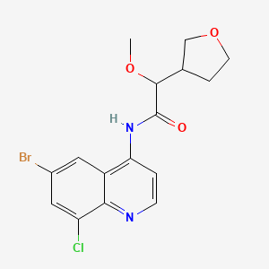 molecular formula C16H16BrClN2O3 B7007506 N-(6-bromo-8-chloroquinolin-4-yl)-2-methoxy-2-(oxolan-3-yl)acetamide 