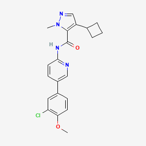 molecular formula C21H21ClN4O2 B7007529 N-[5-(3-chloro-4-methoxyphenyl)pyridin-2-yl]-4-cyclobutyl-2-methylpyrazole-3-carboxamide 