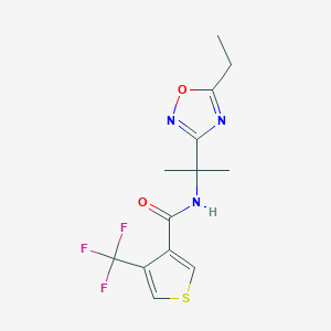 molecular formula C13H14F3N3O2S B7007537 N-[2-(5-ethyl-1,2,4-oxadiazol-3-yl)propan-2-yl]-4-(trifluoromethyl)thiophene-3-carboxamide 