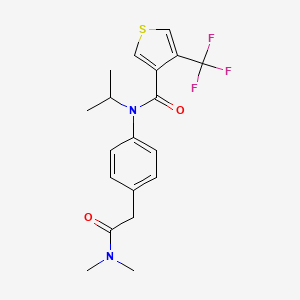 molecular formula C19H21F3N2O2S B7007546 N-[4-[2-(dimethylamino)-2-oxoethyl]phenyl]-N-propan-2-yl-4-(trifluoromethyl)thiophene-3-carboxamide 