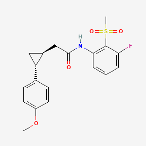 molecular formula C19H20FNO4S B7007668 N-(3-fluoro-2-methylsulfonylphenyl)-2-[(1S,2R)-2-(4-methoxyphenyl)cyclopropyl]acetamide 