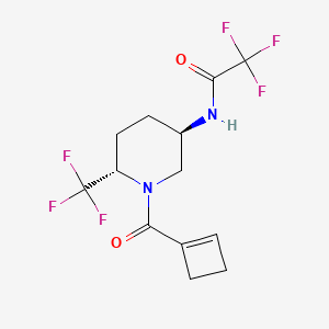 molecular formula C13H14F6N2O2 B7007705 N-[(3R,6S)-1-(cyclobutene-1-carbonyl)-6-(trifluoromethyl)piperidin-3-yl]-2,2,2-trifluoroacetamide 