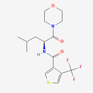 molecular formula C16H21F3N2O3S B7007710 N-[(2S)-4-methyl-1-morpholin-4-yl-1-oxopentan-2-yl]-4-(trifluoromethyl)thiophene-3-carboxamide 