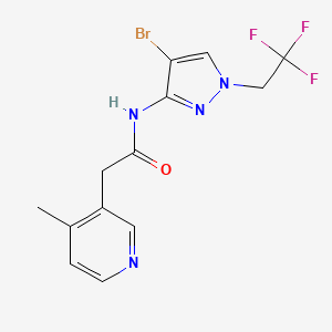 molecular formula C13H12BrF3N4O B7007730 N-[4-bromo-1-(2,2,2-trifluoroethyl)pyrazol-3-yl]-2-(4-methylpyridin-3-yl)acetamide 