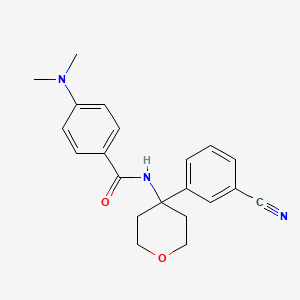 molecular formula C21H23N3O2 B7007853 N-[4-(3-cyanophenyl)oxan-4-yl]-4-(dimethylamino)benzamide 