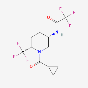 molecular formula C12H14F6N2O2 B7008257 N-[(3S,6S)-1-(cyclopropanecarbonyl)-6-(trifluoromethyl)piperidin-3-yl]-2,2,2-trifluoroacetamide 