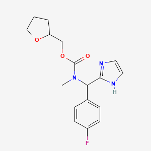 molecular formula C17H20FN3O3 B7008287 oxolan-2-ylmethyl N-[(4-fluorophenyl)-(1H-imidazol-2-yl)methyl]-N-methylcarbamate 
