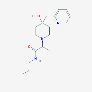 molecular formula C18H29N3O2 B7008305 N-butyl-2-[4-hydroxy-4-(pyridin-2-ylmethyl)piperidin-1-yl]propanamide 