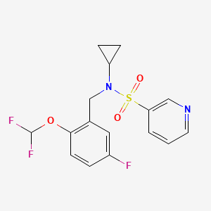 molecular formula C16H15F3N2O3S B7008512 N-cyclopropyl-N-[[2-(difluoromethoxy)-5-fluorophenyl]methyl]pyridine-3-sulfonamide 
