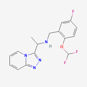 molecular formula C16H15F3N4O B7008622 N-[[2-(difluoromethoxy)-5-fluorophenyl]methyl]-1-([1,2,4]triazolo[4,3-a]pyridin-3-yl)ethanamine 
