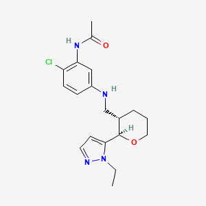 molecular formula C19H25ClN4O2 B7008641 N-[2-chloro-5-[[(2R,3S)-2-(2-ethylpyrazol-3-yl)oxan-3-yl]methylamino]phenyl]acetamide 