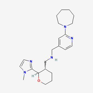 molecular formula C22H33N5O B7008655 N-[[2-(azepan-1-yl)pyridin-4-yl]methyl]-1-[(2R,3S)-2-(1-methylimidazol-2-yl)oxan-3-yl]methanamine 